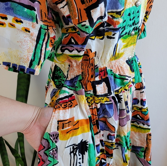 VTG 80s Together! Southwestern Print Midi Dress - Picture 11 of 16